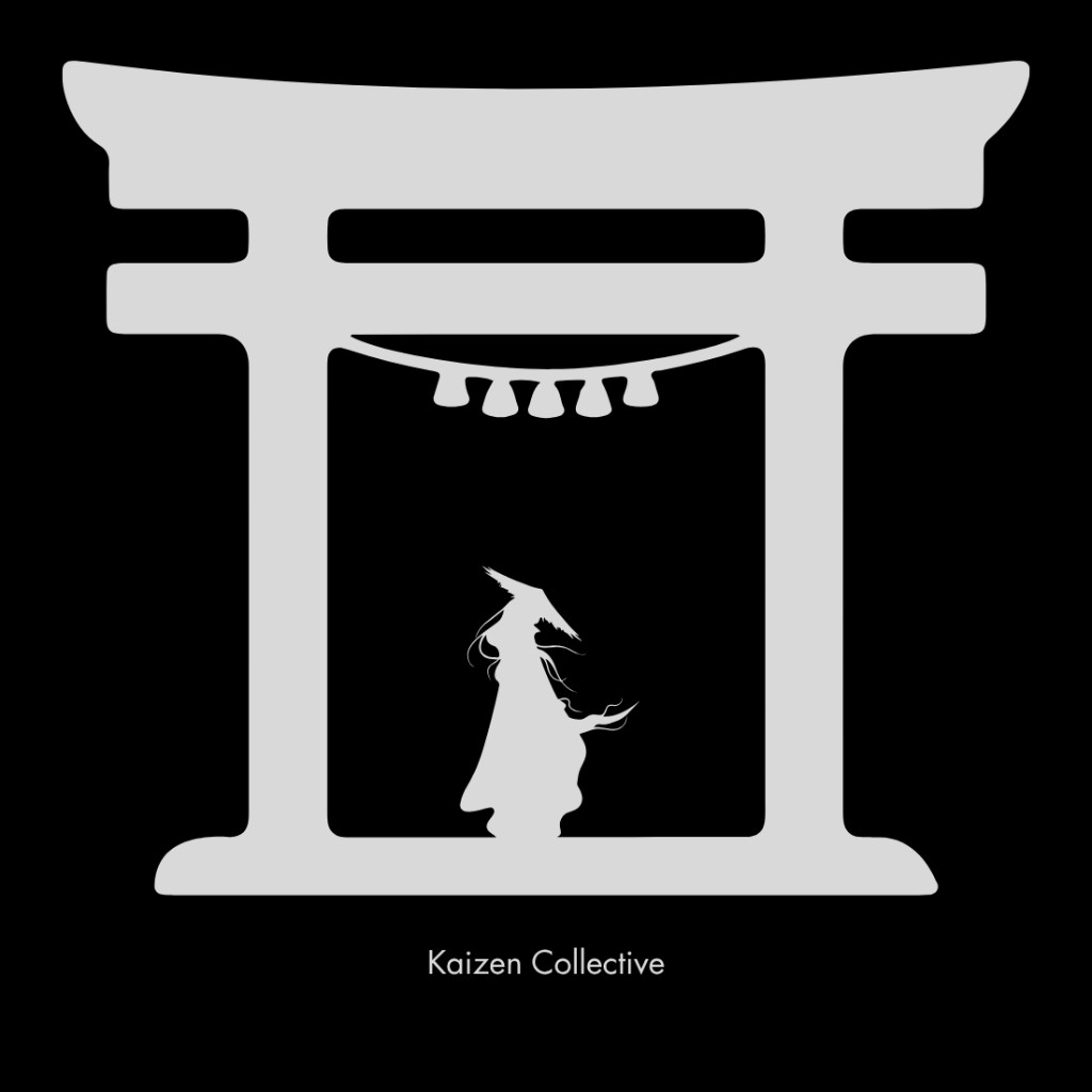 Kaizen theme — torii gate and figure